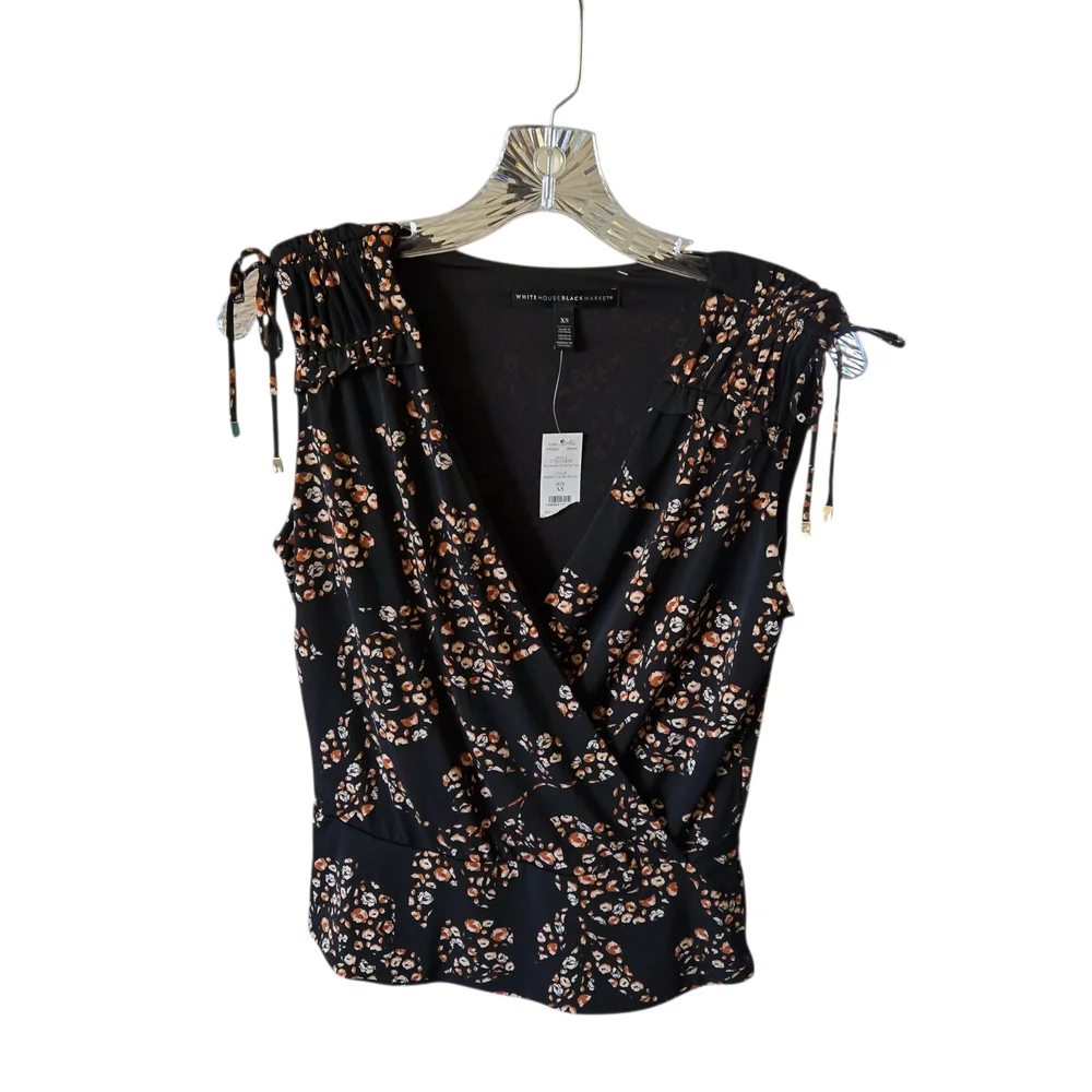 White House Black Market Floral Wrap V‎ Neck Sleeveless Top Blouse XS - Picture 2 of 12